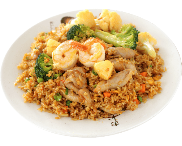 Broccoli fried rice on a classic plate